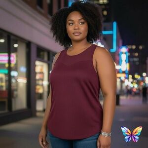 Women's Sleeveless Burgundy Top 1X